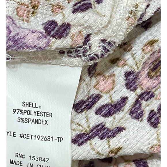 New Melloday Floral Top Blouse Purple Pink Size 1X Stretch - Picture 8 of 9